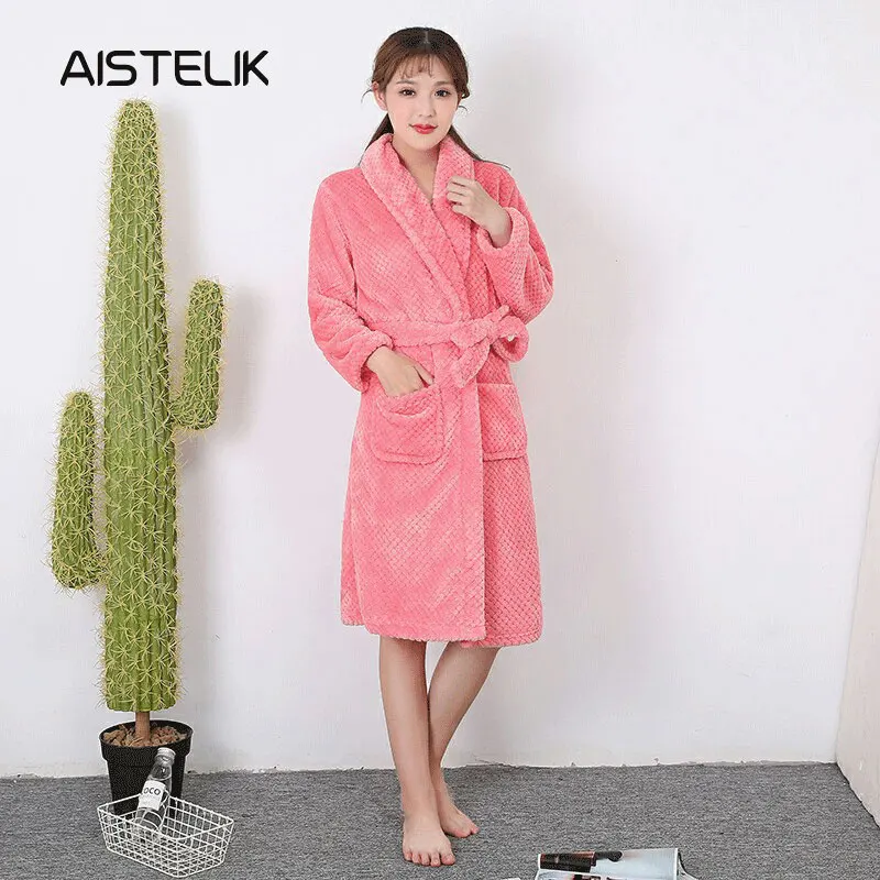 

The new style autumn and winter models ladies pajamas flannel robe bathrobe bathrobes one-piece pajamas coral velvet pajamas