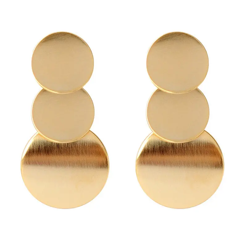 

MISANANRYNE Hot Romantic Womens Elegant Round Shape Gold-color Silver-color Earrings Jewelry Drop Earrings Party Collocation