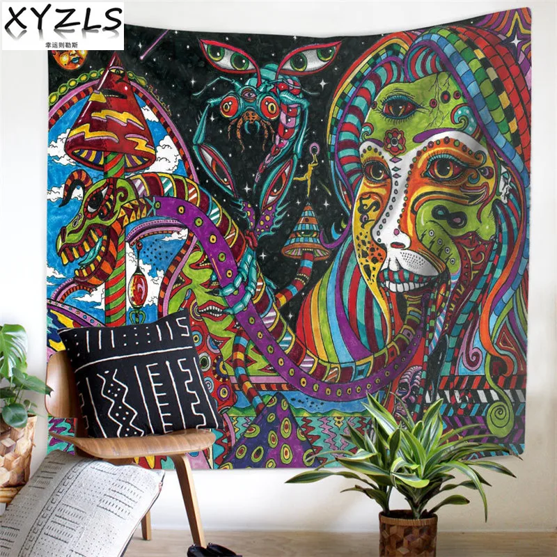 Xyzls Psychedelic Retro Wall Hanging Tapestry Geometric Hanging