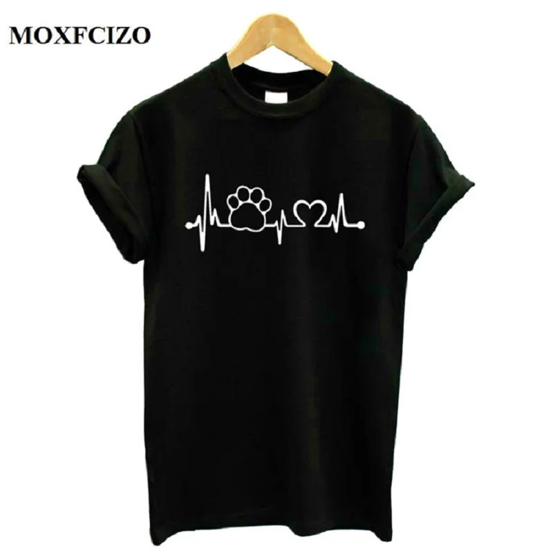 

Cotton Paw Heartbeat Lifeline dog cat Women tshirt Halajuku Casual Funny t shirt Women Unisex Lady Girl Women Top Tees Hipster