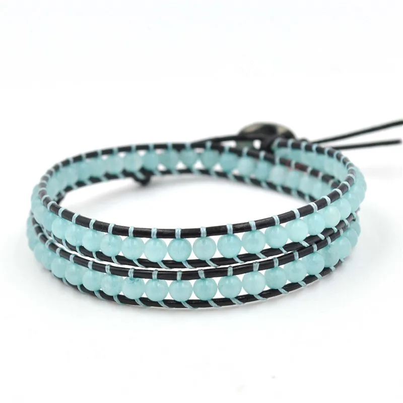 

2019 Fashion Bracelet Bohemian Style Blue Natural Stone Beads Handmade Bracelet Double Layer Couple Bracelet Birthday Gift