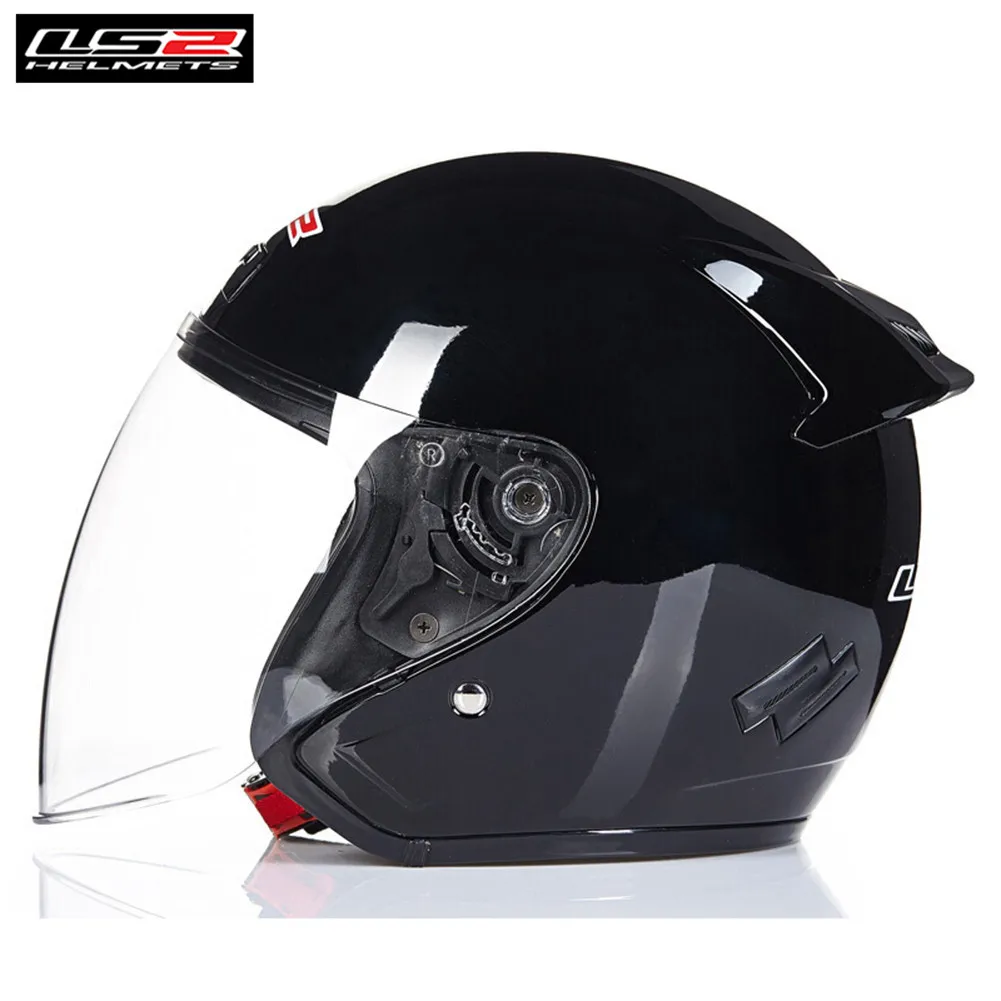 LS2 мотоциклетный шлем с открытым лицом, скутер Capacete Casque, шлем для мотошлемов, шлем для мотоцикла Kask, мотоцикл Ciclista - Цвет: Bright Black