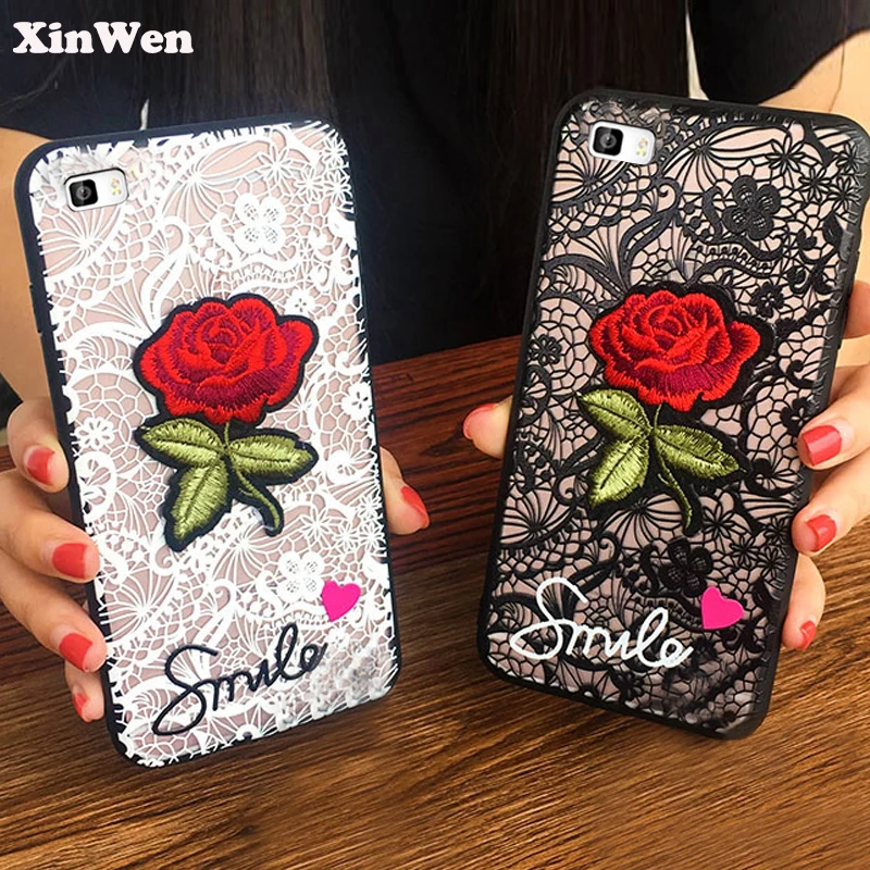 

XinWen luxury original 3d cute Fashion Rose Flower hard PC Phone cover coque case For HuaWei P8 Lite p8Lite Sexy Woman Lace Back