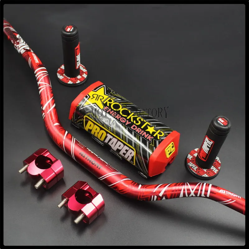 1 1/8" Fat Bar 28MM Handlebars+Grips+Bar Clamps+Bar Pad Motorcycle MX