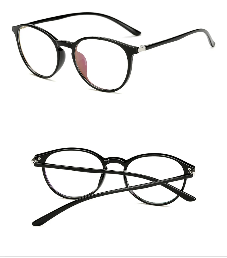 Длинный Хранитель, женские ретро очки, оправа, женские очки, винтажные оптические очки, овальные прозрачные линзы, красная оправа AM11757 - Цвет оправы: Bright Black