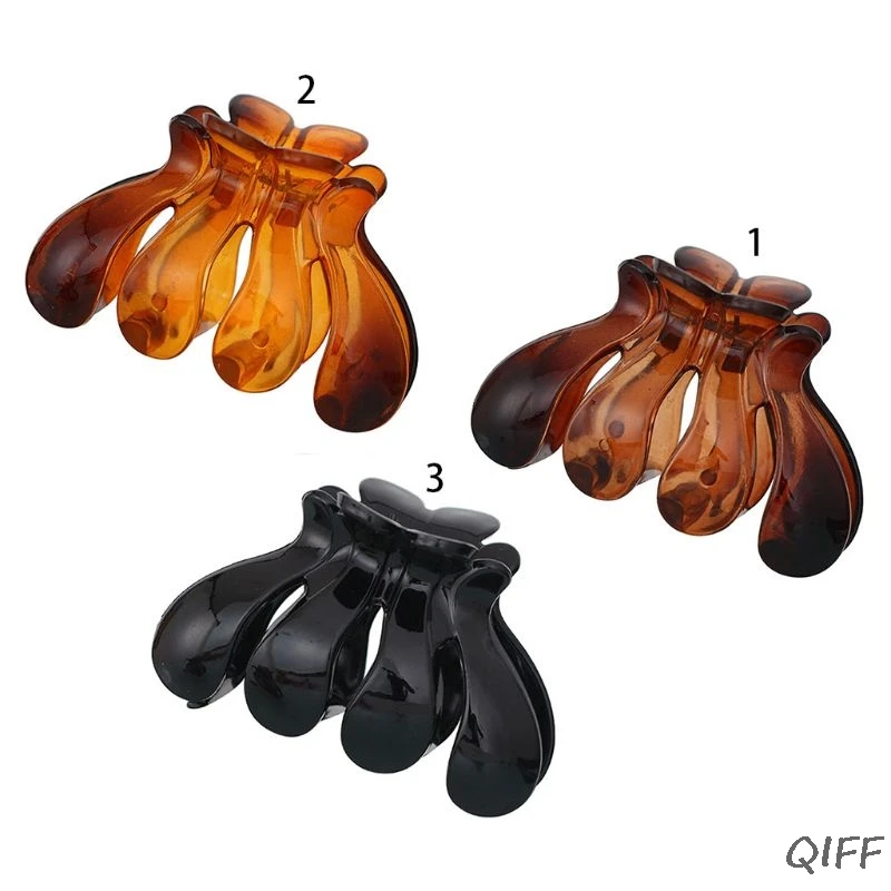 

3Inch Women Geometric Ponytail Holder Clamp Cute Four Claw No-Slip Octopus Banana Clip Bath Shower Makeup Large Hair Accessories