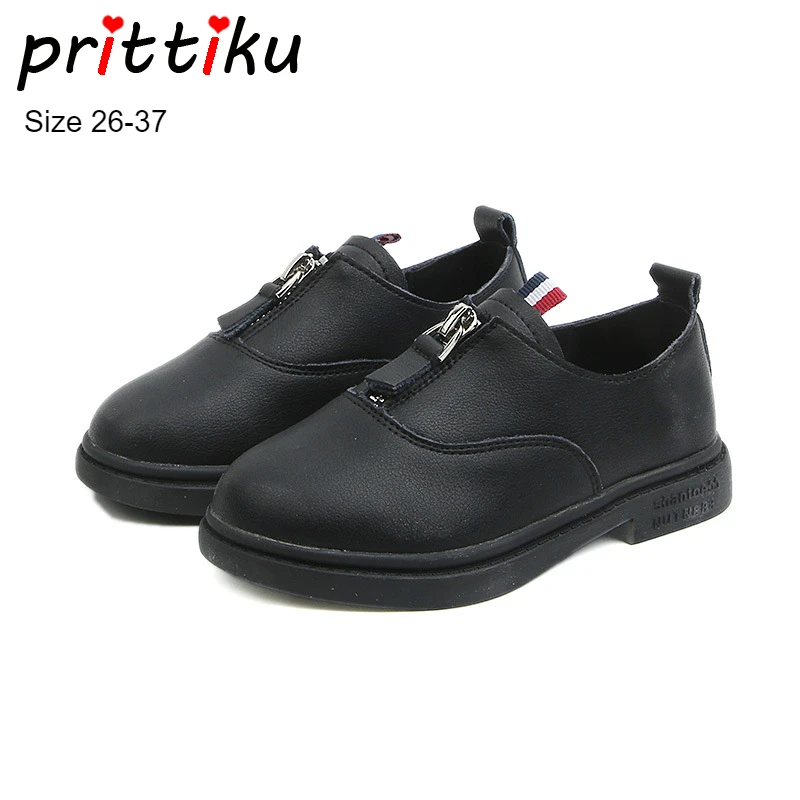 

Spring 2019 Boys Girls Genuine Leather Oxfords Toddler/Little/Big Kid Formal Dress Flats Children Front Zip School Uniform Shoes