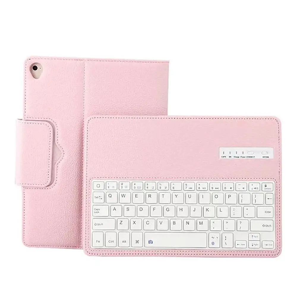 Для iPad air/air2/Pro9.7/ тонкий bluetooth-клавиатура+ кожаный чехол-подставка R20 - Цвет: Pink