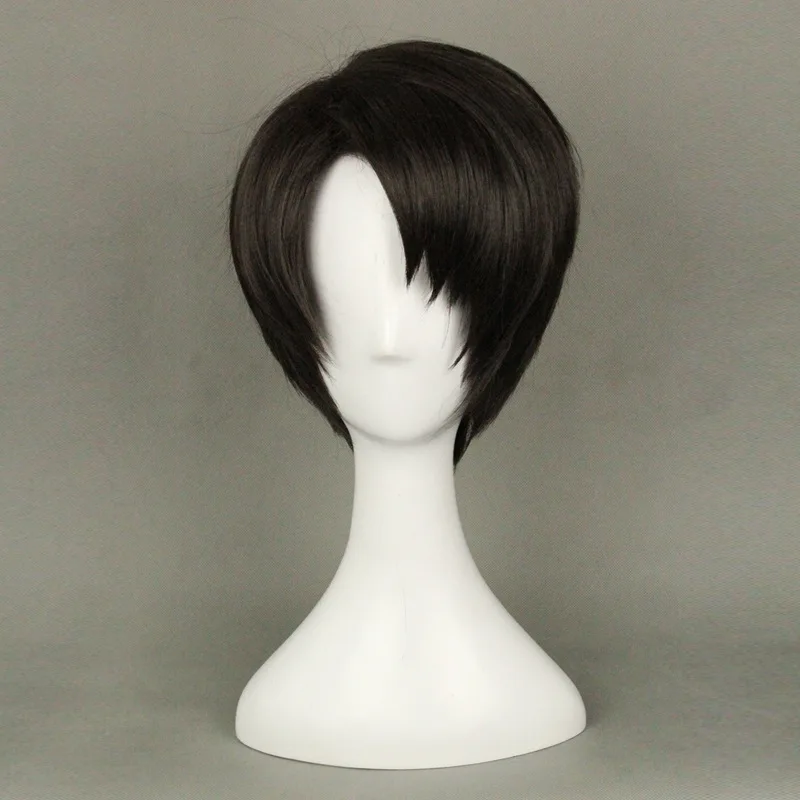 Парики для косплея из аниме Attack on Titan Levi Ackerman прямые черные синтетические волосы