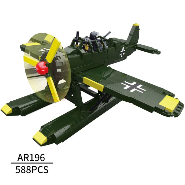 Мировая война летающий тигр истребитель строительный блок воздушные силы фигурки P40 spitfire ar196 F4U bf109 pt17 p510 p47 Модель Коллекция игрушек - Цвет: AR196 no box