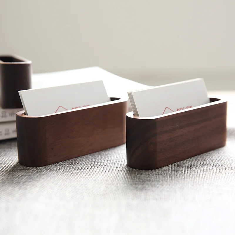 

Top Grade Simple Black Walnut Wooden Namecard Box Name Card Folder Home Office Storage Organization