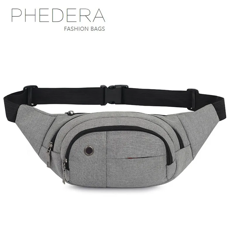 

Unisex Men Male Canvas Waist Bag Functional Waist Pack Gray Fanny Pack Women Travel Phone Bag Women Belt Bag Female Running Bags