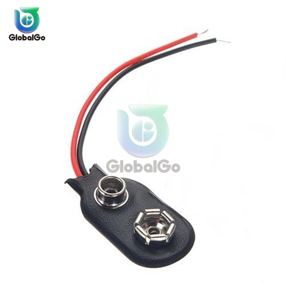 

10pcs/Lot 2 Wired 9V Battery Connector Leather T Type Battery Holder Clip Buckle Connectors Adapter Black