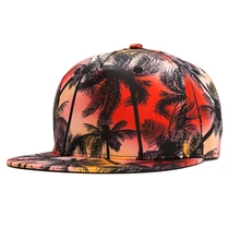 Летняя мода хип-хоп шляпа для мужчин и женщин с принтом кокосовой пальмы 3D кепки с плоским козырьком регулируемый размер наружные бейсболки бейсбольные шапки