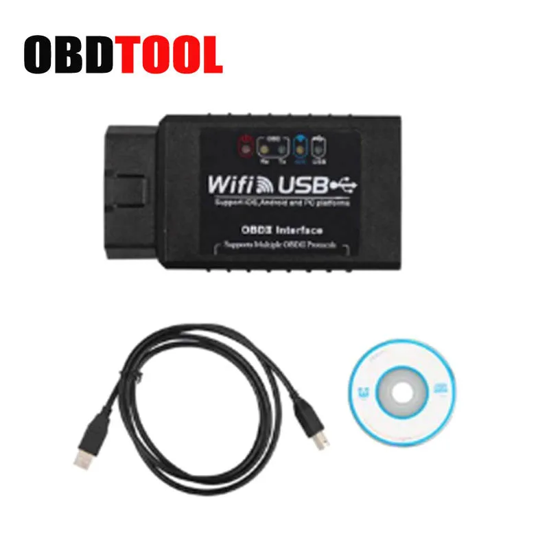 ELM327 WI-FI USB Интерфейс OBD2 OBDII Авто сканер ELM 327 WI-FI OBD II инструмент диагностики Поддержка Android/iphone jc10