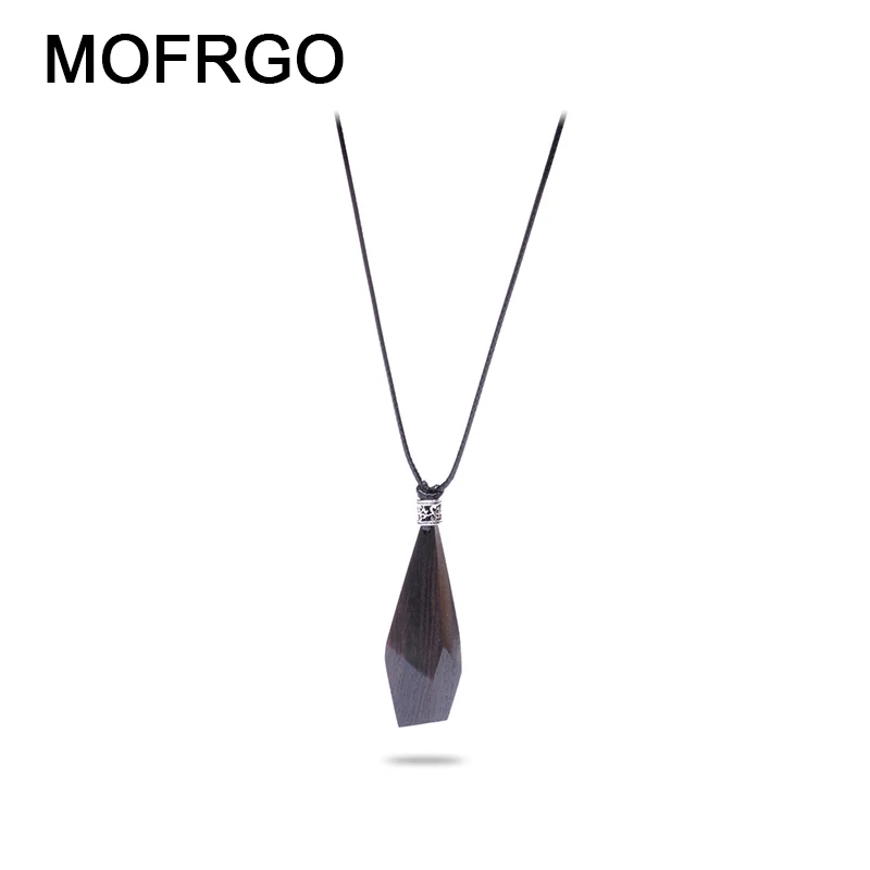 

MOFRGO Original Design Ebony Geometric Necklace Hand-Polished Simple And Stylish Personality Necklace Pendants For Men Women