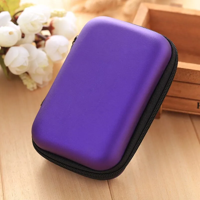 Портативный квадратный жесткий чехол для переноски сумка для хранения для внешней коробка-чехол на HDD/power Bank/SD карта/зарядное устройство/мини карман для гаджетов - Цвет: Фиолетовый