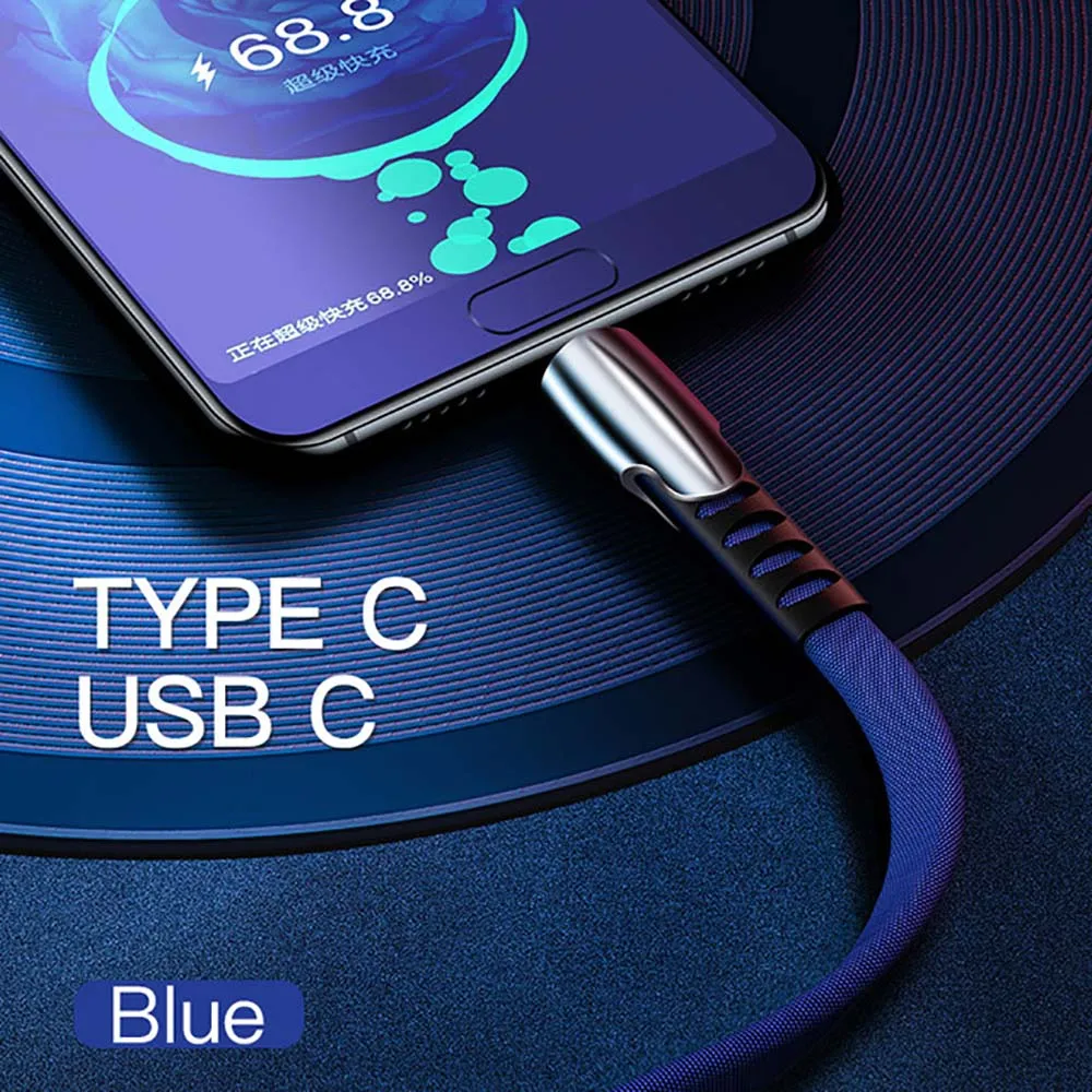 USB C 3,1 type c кабель 5A Быстрая быстрая зарядка для samsung S8 S9 S10 huawei mate 20 pro P20 P30 USB-C зарядное устройство для xiaomi 8 9 - Цвет: Синий