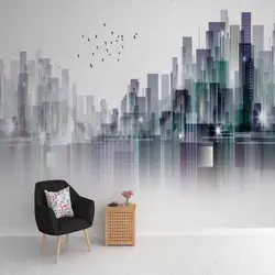 3D Nordic современный вид городской стены Бумага росписи Искусство Наклейка на стену HD с фото стена Бумага Papel де Parede пейзаж стены Бумага s