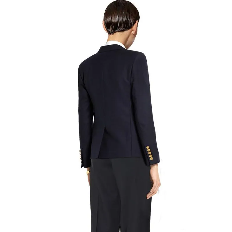 Custom Navy Blue Work Bussiness Formal Elegant Women Suit Set Blazers And Pants Office Suits Ladies Pants Suits Trouser Suits