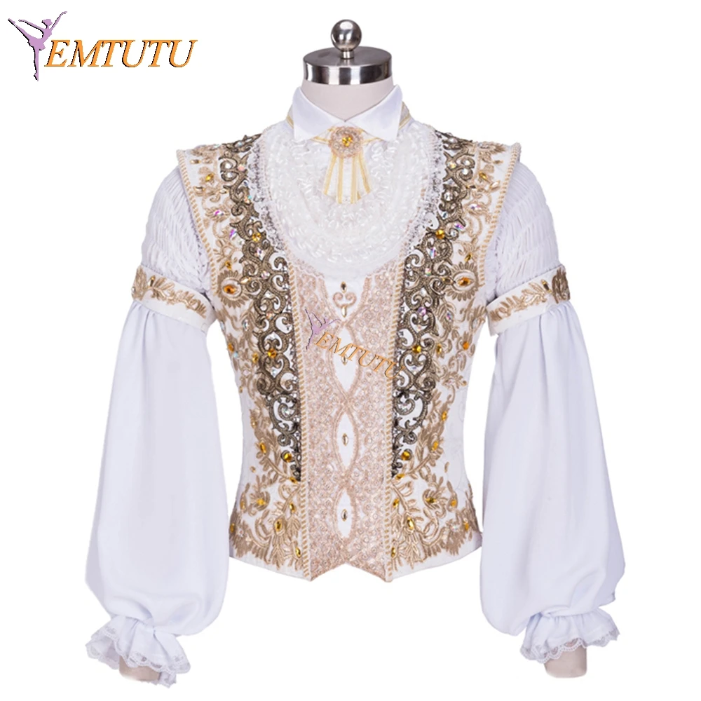 Men's Professional ballet tunic white gold boys princes ballet jacket