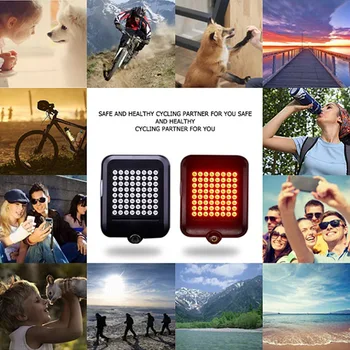 

New USB Rechargeable Bike Tail Light 64 LED Bicycle Turn Signal Lights Intelligent Sensor Brake XD88