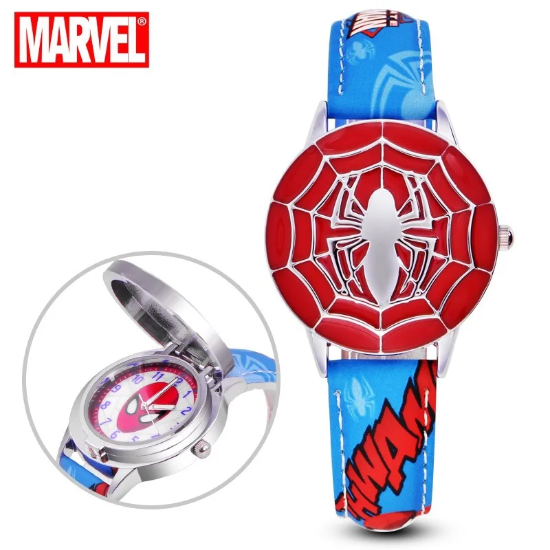 Высококачественные детские флип-часы супергерой Человек-паук водонепроницаемые аниме кожаный ремешок Детские часы Reloj Hombre подарок для мальчика девочки