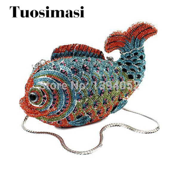 

Newest colorful fancy fish shape evening clutch bag ladies handbag purses (8662A--BR)