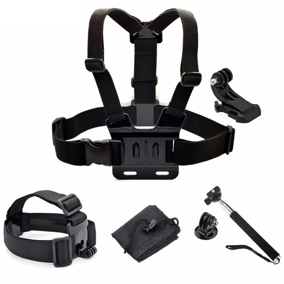 Gopro Accessories Set Head Chest Strap Mount with Monopod for Go pro 3 3 4 4
