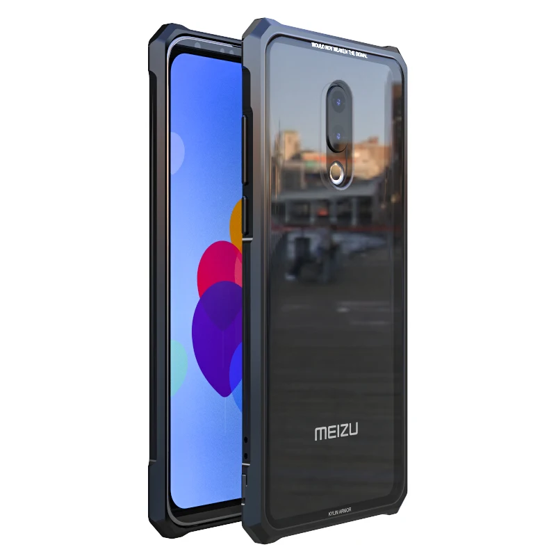 

For Mei zu 16th Case Cover Luxury Aluminum Metal Frame Hard Clear Tempered Glass Case For Mei zu 16 16th Plus Fundas Coque