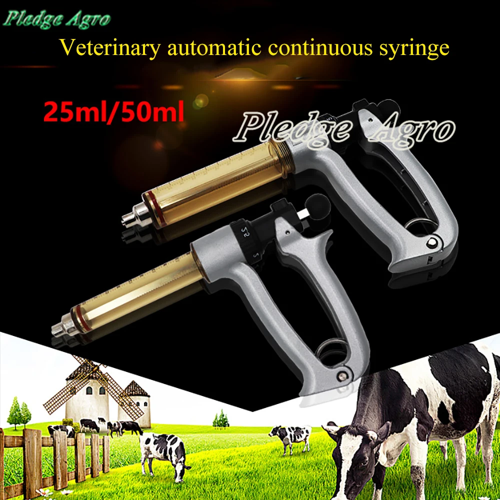 

Veterinary Syringe 25ml 50ml Semi Automatic High Precision Adjustable Continuous Vaccine Drug Livestock Medical Equipment Tools