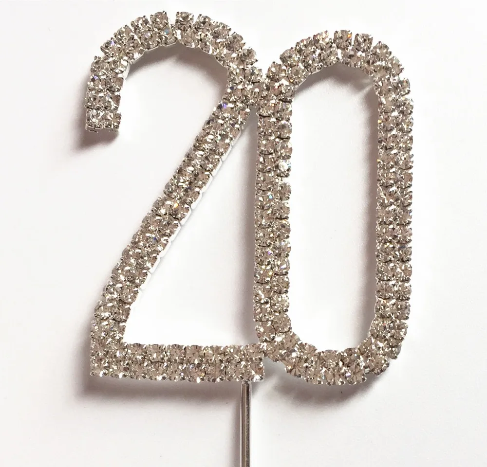 

Happy 20th Birthday celebration Cake Cupcake Top Topper 5 cm Rhinestone Number 20 decoration