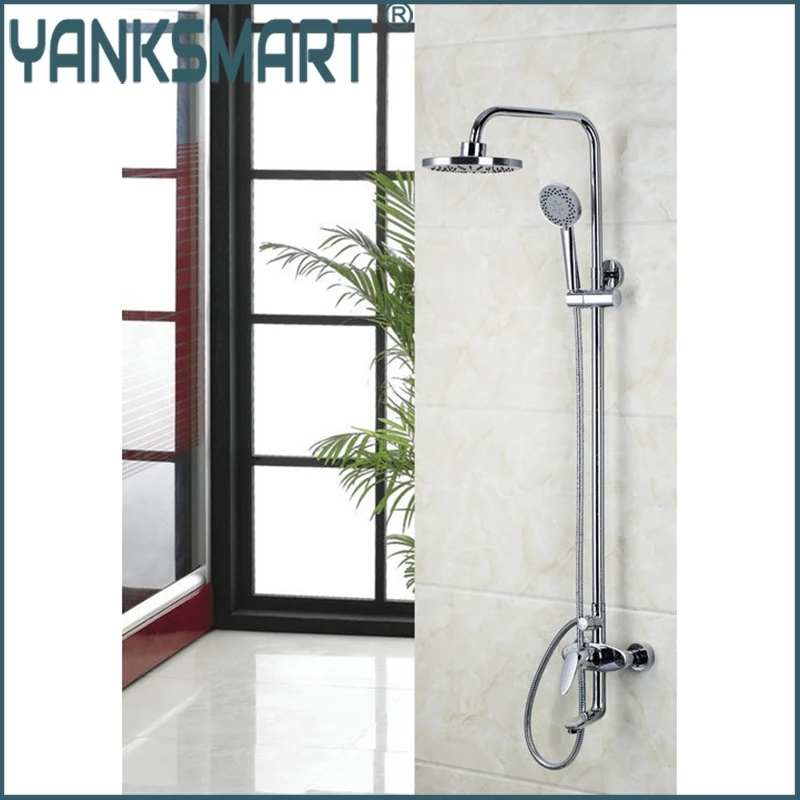 

Ouboni Shower Set Torneira 8" Wall Mounted Bathroom Rain Shower Faucet Set Mixer Valve With Hand Shower 53703/1