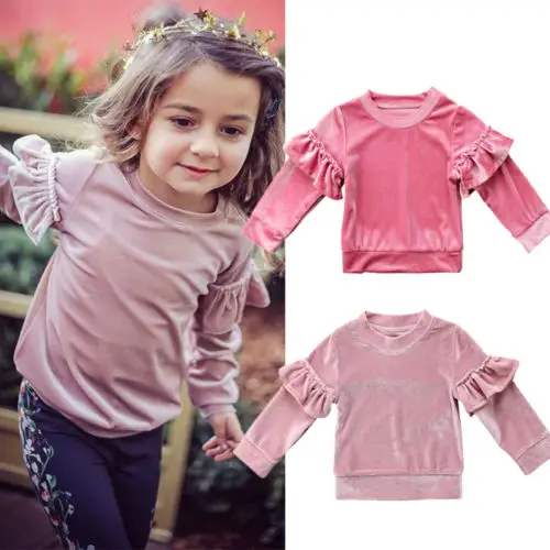 

Cute Kids Baby Girls Velvet Fleece Tops T shirt Long Sleeve Sweatshirt Clothes