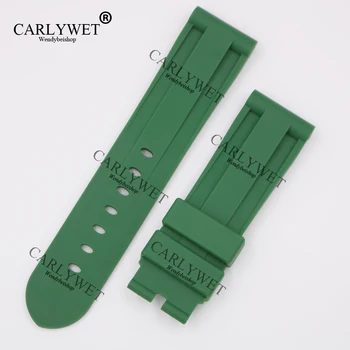 

CARLYWET 24mm Green Waterproof Silicone Rubber Replacement Wrist Watch Band Strap Belt for Brand Watch For Luminor