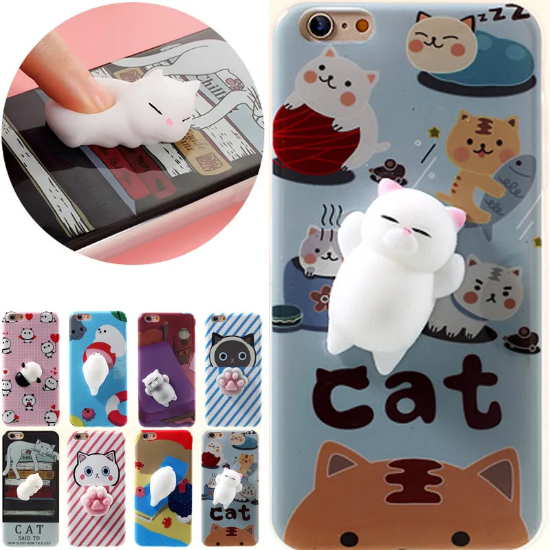 3D luxury Silicone Cartoon squishy Case for iPhone 6 6S Plus 7 case cover soft TPU new cute cat Cover 7+ funda |
