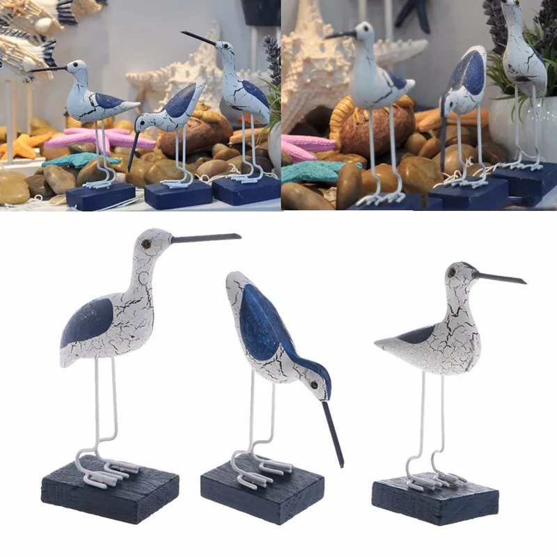 

Marine Wooden Seabirds Mediterranean Style Wooden Crafts Creative Photography Scenery Wood Carving Home Decoration Accessories