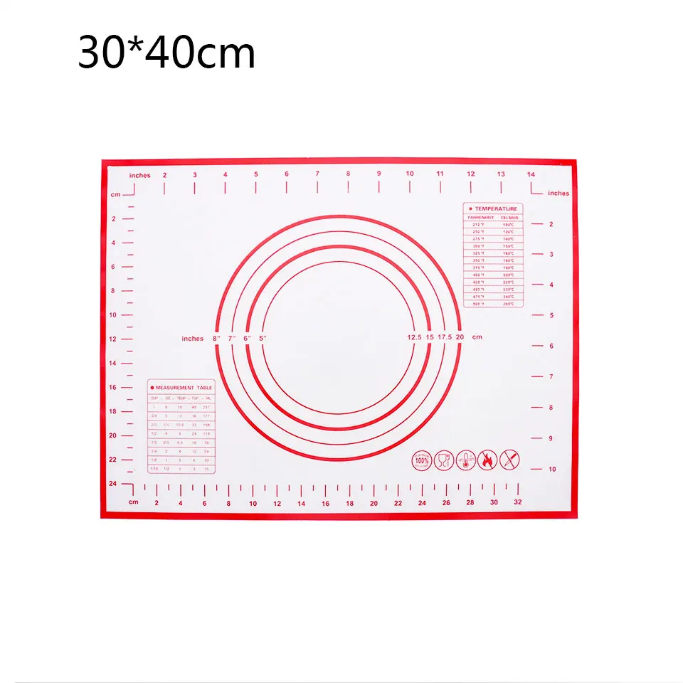Многоразовый силиконовый коврик для выпечки, Экологичный коврик для раскатки теста, большой антипригарный коврик для духовки, Аксессуары для выпечки, инструменты, Новинка - Цвет: 30x40CM  Red