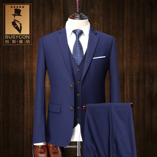 Fashion Slim Fit 3 Pieces Royal Blue Suit For Men With Pants Italian ...