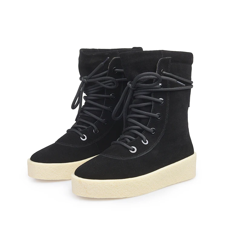 

2018 Shoes Women Autumn Winter New Med Heel Suede Platform Ankle Boots For Women Lace-up Round Toe Ladies Shoes Zapatos De Mujer