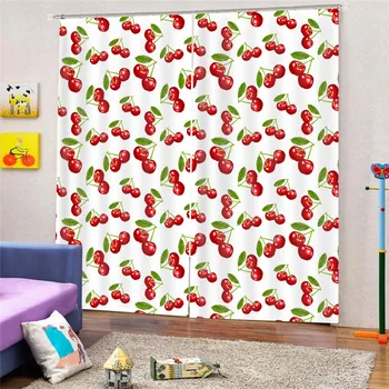 

3D Digital Print Cherry Blackout Window Drapes Luxury 3D Curtains For Living room Bedroom Office Hotel Home Decor Draps AP19