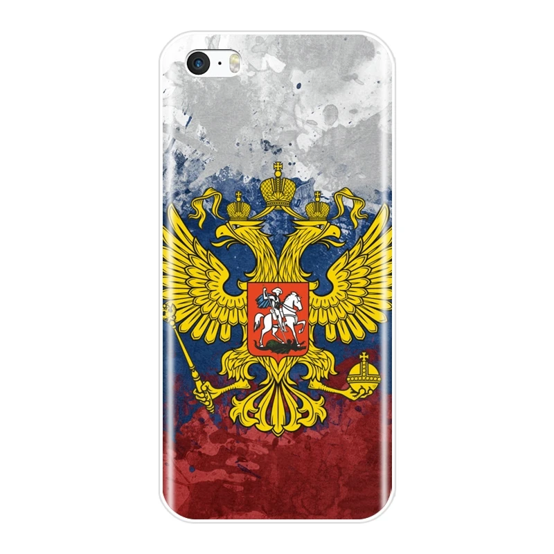 Чехол для телефона с российским флагом iPhone 5 5C 5S SE 4 4S Мягкая силиконовая задняя