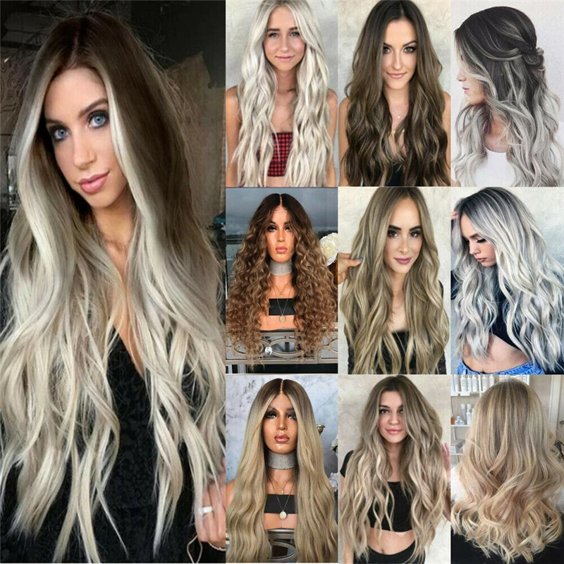 

14 Patterns Fashion Long Full Wig Natural Curly Front Heat Resistant Wavy Synthetic As Real Hair Cosplay Wigs Afro African Wig