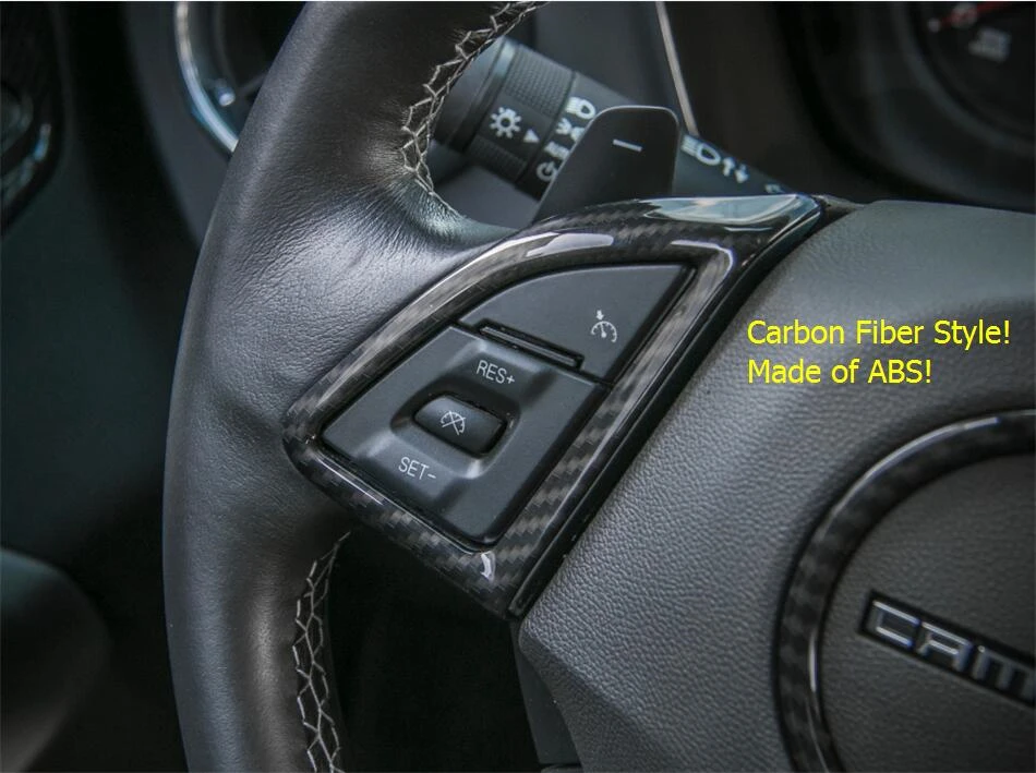 

LAPETUS Car Steering Wheel Frame Cover Trim 3 Piece / Set For Chevrolet Camaro 2016 - 2019 Carbon Fiber Look Interior Kit