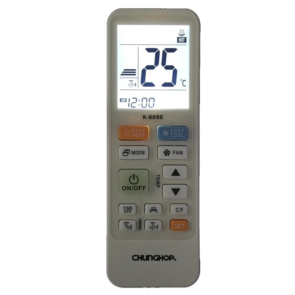 

A/C controller Air Conditioner conditioning remote control CHUNGHOP K-809E FAST COOL HEAT Celsius Fahrenheit show have Backlight