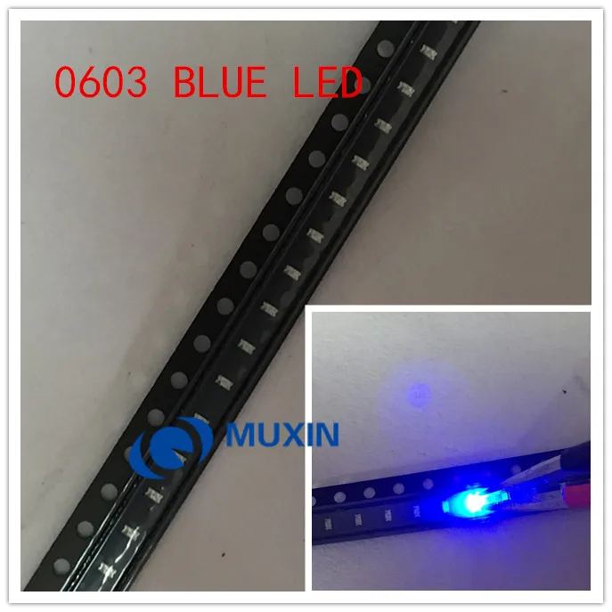 100 шт./лот маленькие синие лампочки 0603 SMD LED светоизлучающие диоды 460-470 nmбесплатная