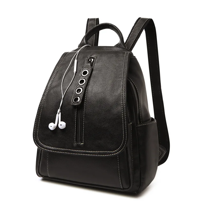 

2019 New Women's Bag Genuine Leather Backpack Female Hollow Out Fashion Shoulder Bag Female Girl's Travel Backpack