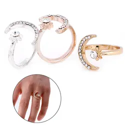 Модные кольца с Луной и звездой женские свадебные украшения открытое регулируемое кольцо подарок