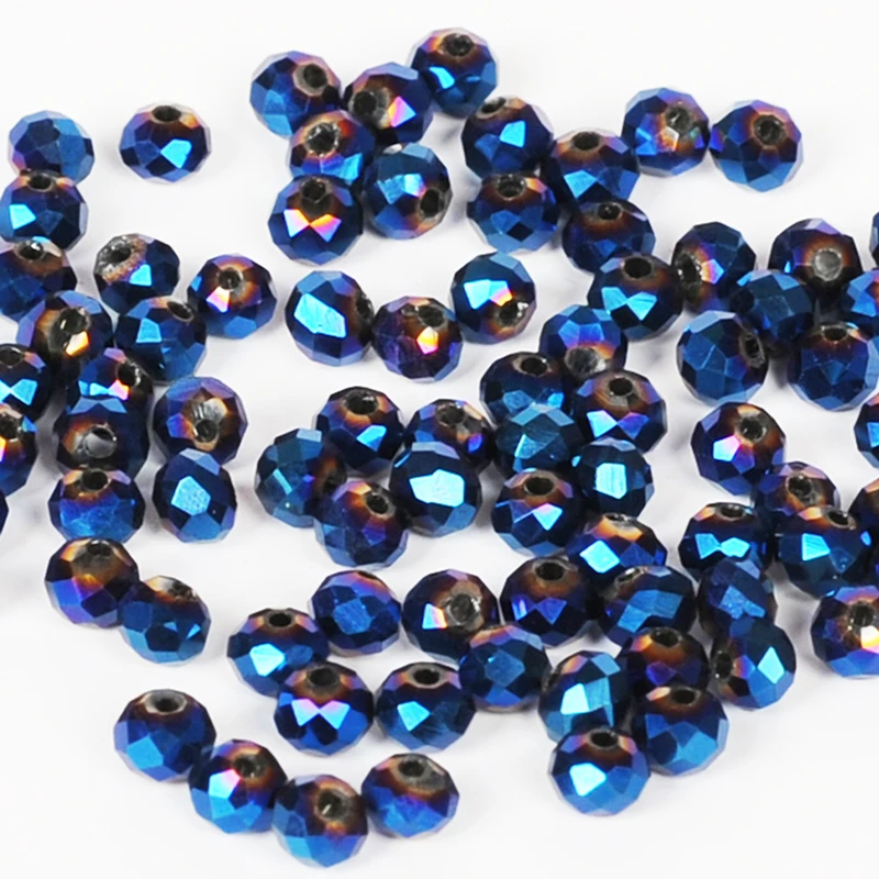 

Shining Blue Colors 4*6mm 100 Pcs Rondelle Austria faceted Crystal Glass Beads Loose Spacer Round Bead for Jewelry Making