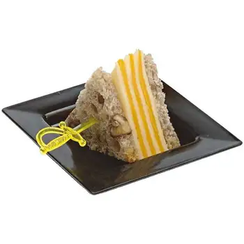

Promotion - Party Wedding Supplies, Disposable Plastic Tableware, 75*75mm Black Modern Edge Dessert Plate, 10/Pack
